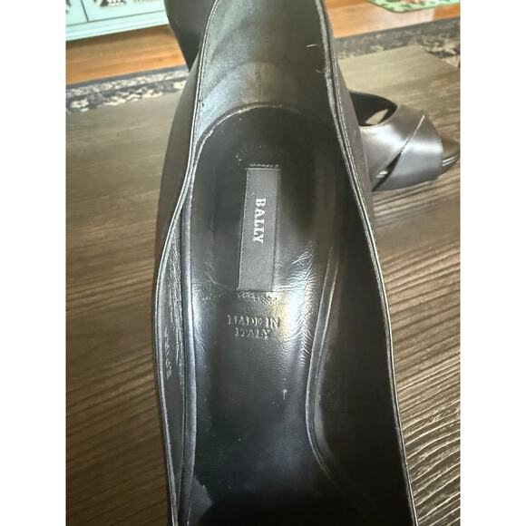 BALLY Black Leather Epira Platform Peep Toe Heels Sz. 7.5 - Picture 5 of 8